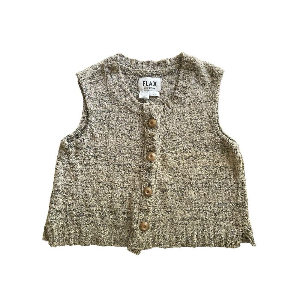 Flax by jeanne engelhart Top Cropped Knit Woven Tank Top Sweater Vest Boho S/M